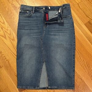 Denim Pencil Skirt with Front Slit